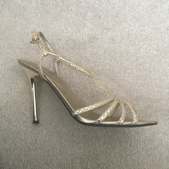 Guess Gold Sandal Heels with Charm - Picture 3 of 6